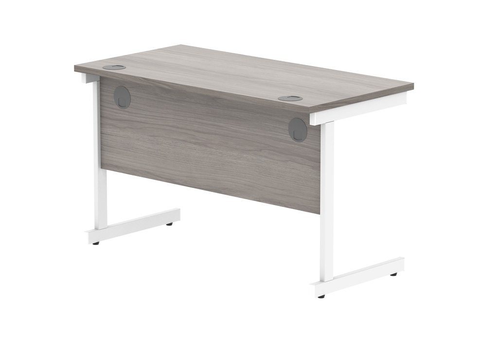 Office Rectangular Desk With Steel Single Upright Cantilever Frame (FSC) | 1200X600 | Alaskan Grey Oak/White