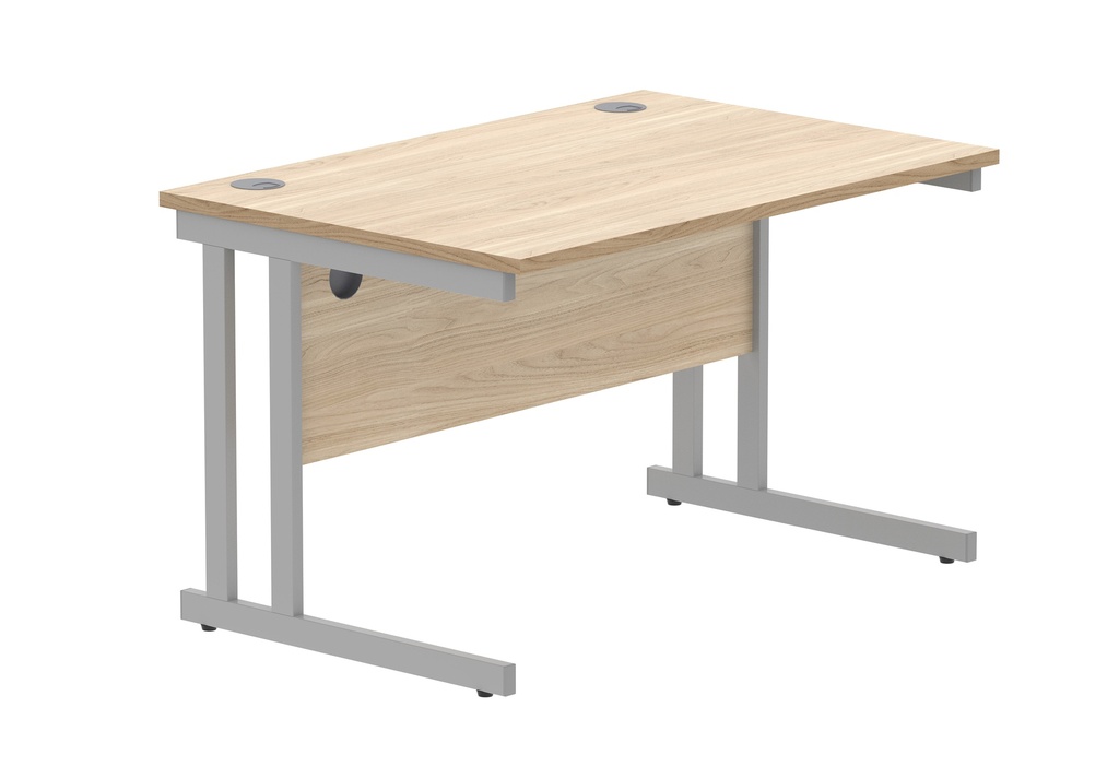 Office Rectangular Desk With Steel Double Upright Cantilever Frame (FSC) | 1200X800 | Canadian Oak/Silver