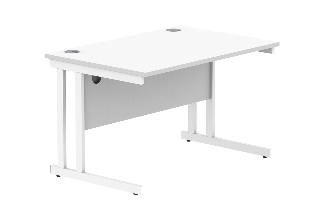 Office Rectangular Desk With Steel Double Upright Cantilever Frame (FSC) | 1200X800 | Arctic White/White