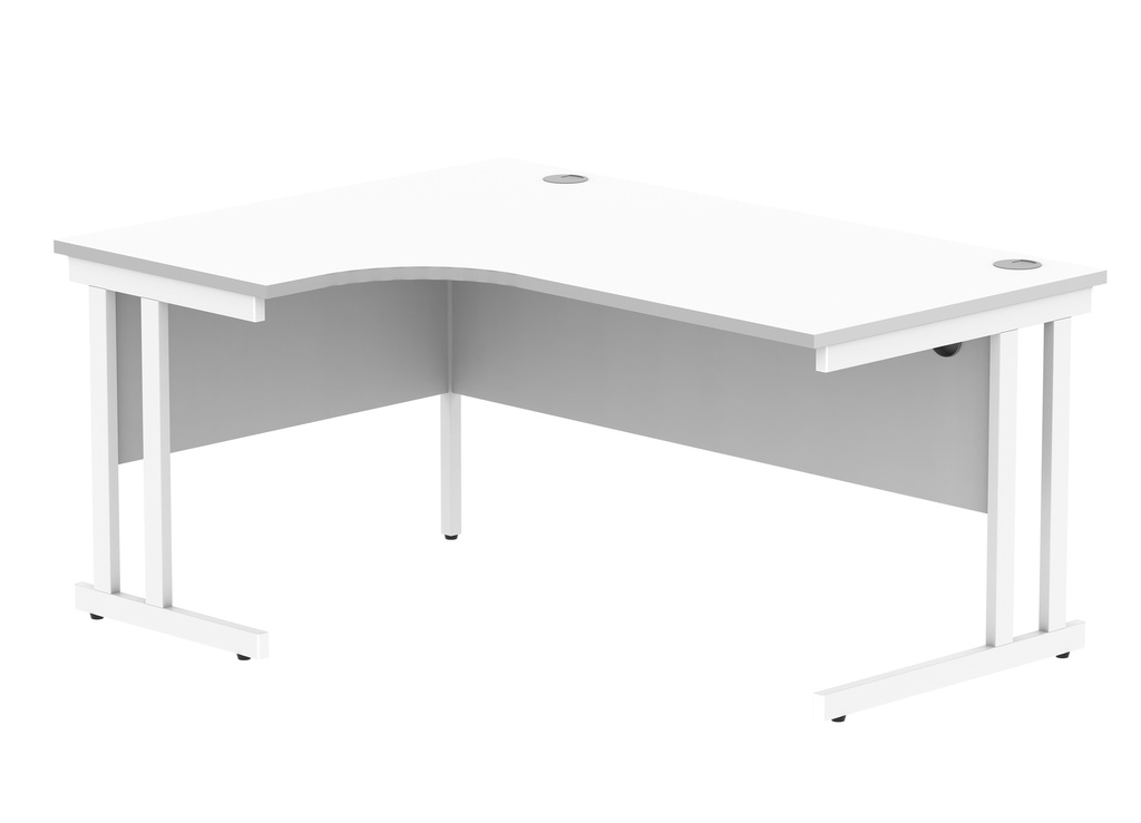 Office Left Hand Corner Desk With Steel Double Upright Cantilever Frame (FSC) | 1600X1200 | Arctic White/White
