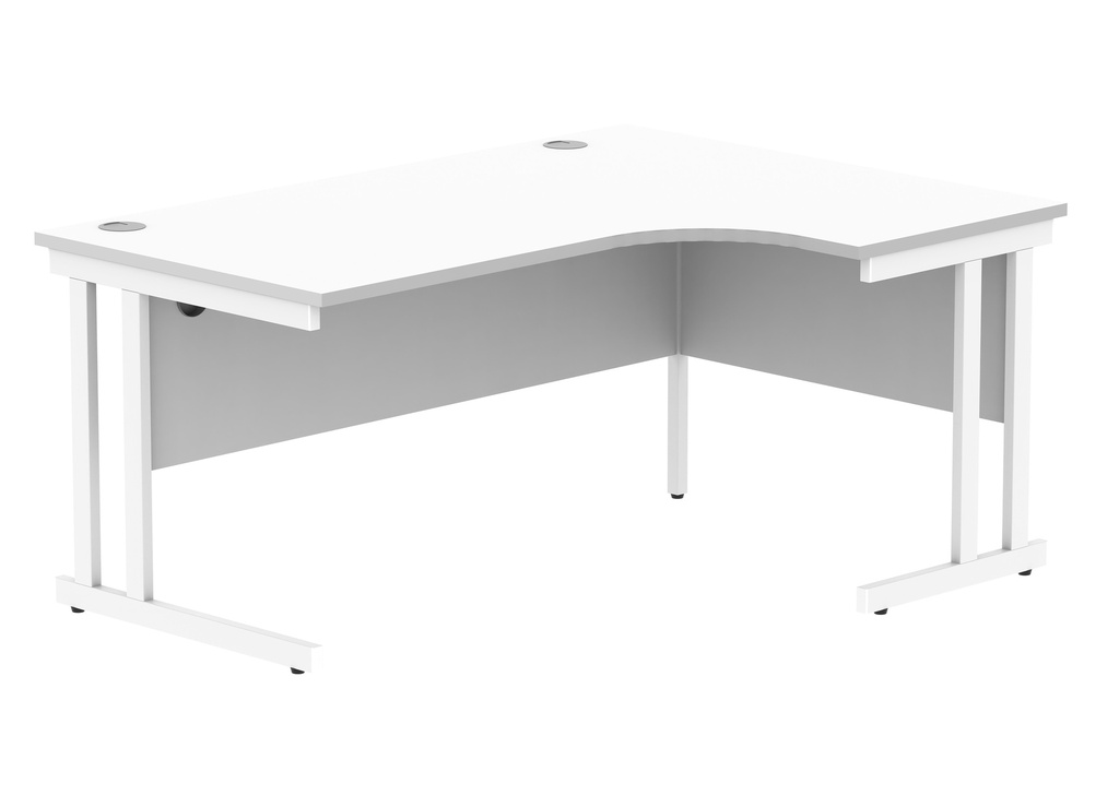 Office Right Hand Corner Desk With Steel Double Upright Cantilever Frame (FSC) | 1600X1200 | Arctic White/White