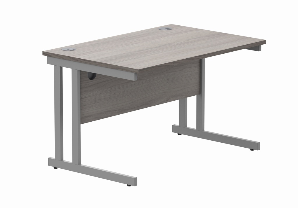 Office Rectangular Desk With Steel Double Upright Cantilever Frame (FSC) | 1200X800 | Alaskan Grey Oak/Silver