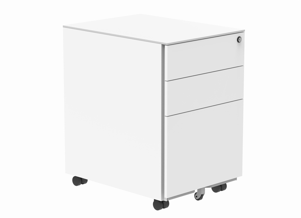 Steel Mobile Under Desk Office Storage Unit | 3 Drawers | White