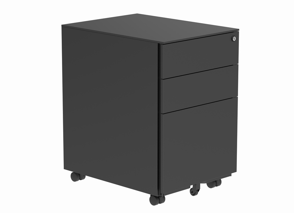 Steel Mobile Under Desk Office Storage Unit | 3 Drawers | Black