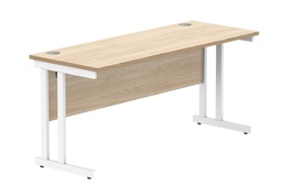 [CORE1660DUOKWH] Office Rectangular Desk With Steel Double Upright Cantilever Frame (FSC) | 1600X600 | Canadian Oak/White