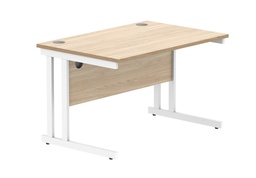 [CORE1280DUOKWH] Office Rectangular Desk With Steel Double Upright Cantilever Frame (FSC) | 1200X800 | Canadian Oak/White