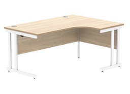 [CORE1612RHDUOKWH] Office Right Hand Corner Desk With Steel Double Upright Cantilever Frame (FSC) | 1600X1200 | Canadian Oak/White
