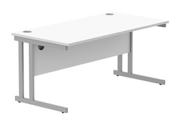 [CORE1680DUWHTSV] Office Rectangular Desk With Steel Double Upright Cantilever Frame (FSC) | 1600X800 | Arctic White/Silver