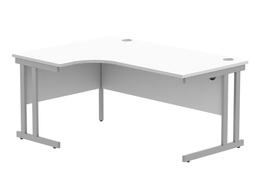 [CORE1612LHDUWHTSV] Office Left Hand Corner Desk With Steel Double Upright Cantilever Frame (FSC) | 1600X1200 | Arctic White/Silver