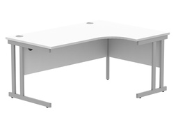[CORE1612RHDUWHTSV] Office Right Hand Corner Desk With Steel Double Upright Cantilever Frame (FSC) | 1600X1200 | Arctic White/Silver