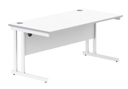 [CORE1680DUWHTWH] Office Rectangular Desk With Steel Double Upright Cantilever Frame (FSC) | 1600X800 | Arctic White/White