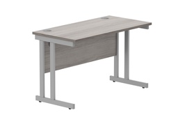 [CORE1260DUGOAKSV] Office Rectangular Desk With Steel Double Upright Cantilever Frame (FSC) | 1200X600 | Alaskan Grey Oak/Silver