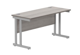[CORE1460DUGOAKSV] Office Rectangular Desk With Steel Double Upright Cantilever Frame (FSC) | 1400X600 | Alaskan Grey Oak/Silver