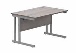 [CORE1280DUGOAKSV] Office Rectangular Desk With Steel Double Upright Cantilever Frame (FSC) | 1200X800 | Alaskan Grey Oak/Silver