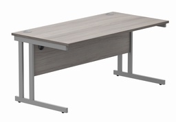 [CORE1680DUGOAKSV] Office Rectangular Desk With Steel Double Upright Cantilever Frame (FSC) | 1600X800 | Alaskan Grey Oak/Silver