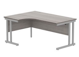 [CORE1612LHDUGOAKSV] Office Left Hand Corner Desk With Steel Double Upright Cantilever Frame (FSC) | 1600X1200 | Alaskan Grey Oak/Silver