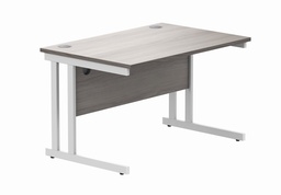 [CORE1280DUGOAKWH] Office Rectangular Desk With Steel Double Upright Cantilever Frame (FSC) | 1200X800 | Alaskan Grey Oak/White