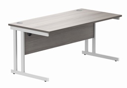 [CORE1680DUGOAKWH] Office Rectangular Desk With Steel Double Upright Cantilever Frame (FSC) | 1600X800 | Alaskan Grey Oak/White