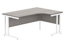 [CORE1612RHDUGOAKWH] Office Right Hand Corner Desk With Steel Double Upright Cantilever Frame (FSC) | 1600X1200 | Alaskan Grey Oak/White