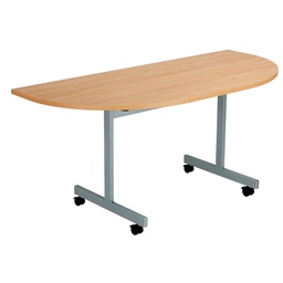 [OETT1680DENDSVBE] One Eighty D-End Tilting Table (FSC) | 1600 X 800 | Beech/Silver | 